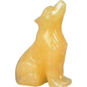 2.1 Inch Yellow Jade Wolf Healing Crystal Stone Energy Gemstone Statue For Home